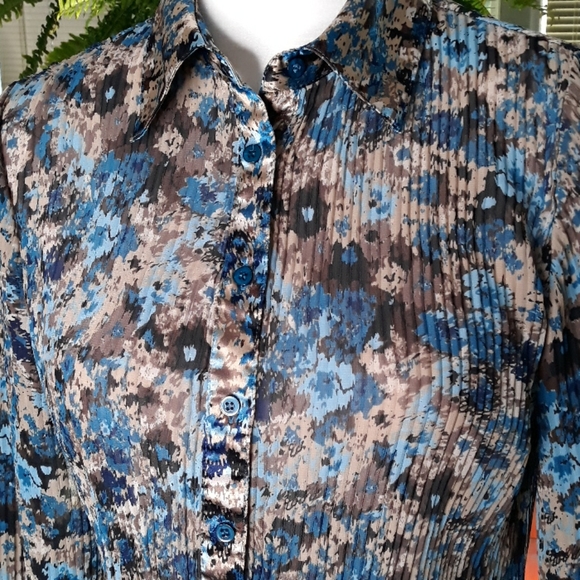 APT 9 floral patterned buttondown ribbed blouse - Picture 5 of 10